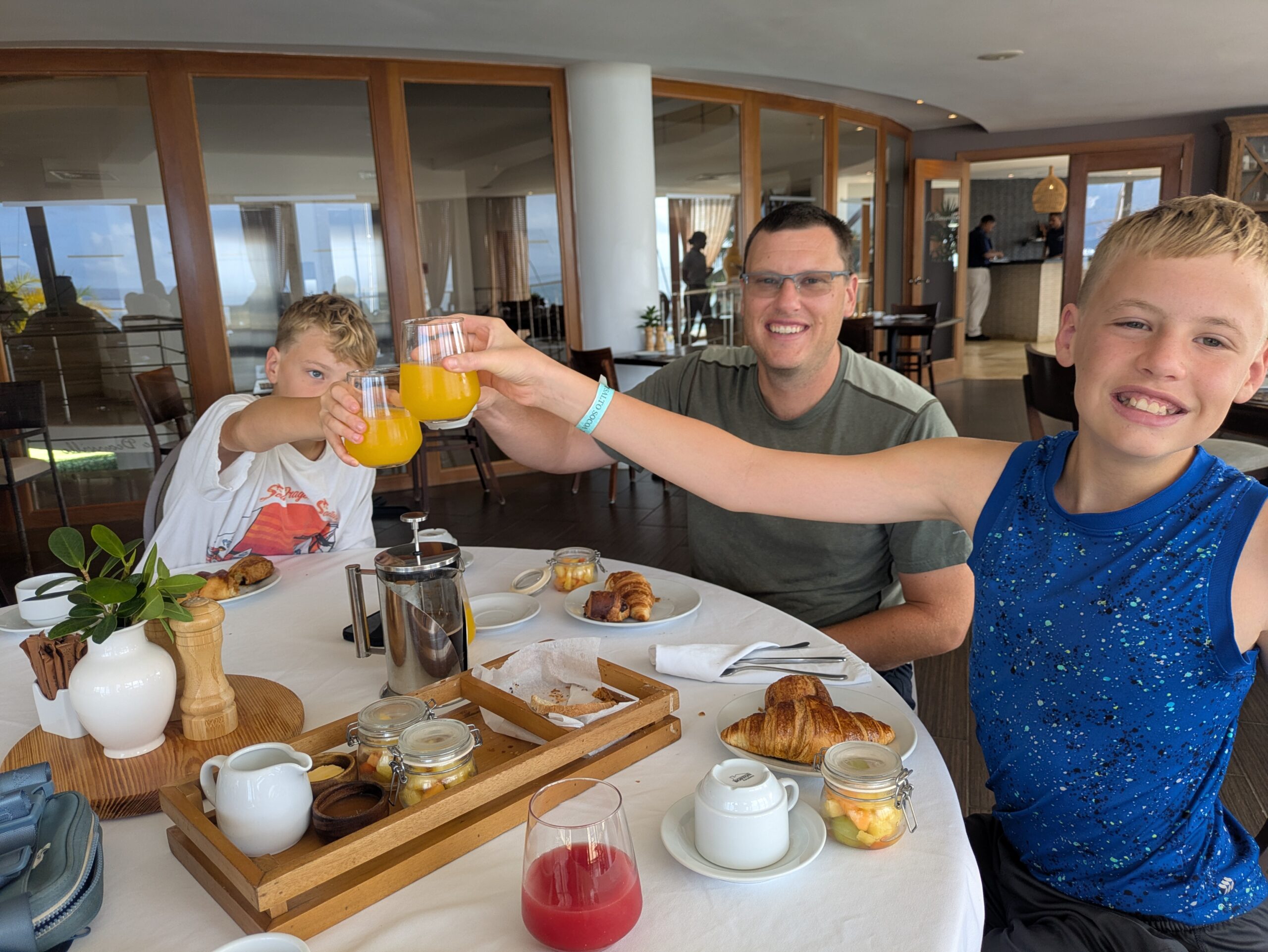 Final breakfast at the Samana Marina. We'll miss those croissants.